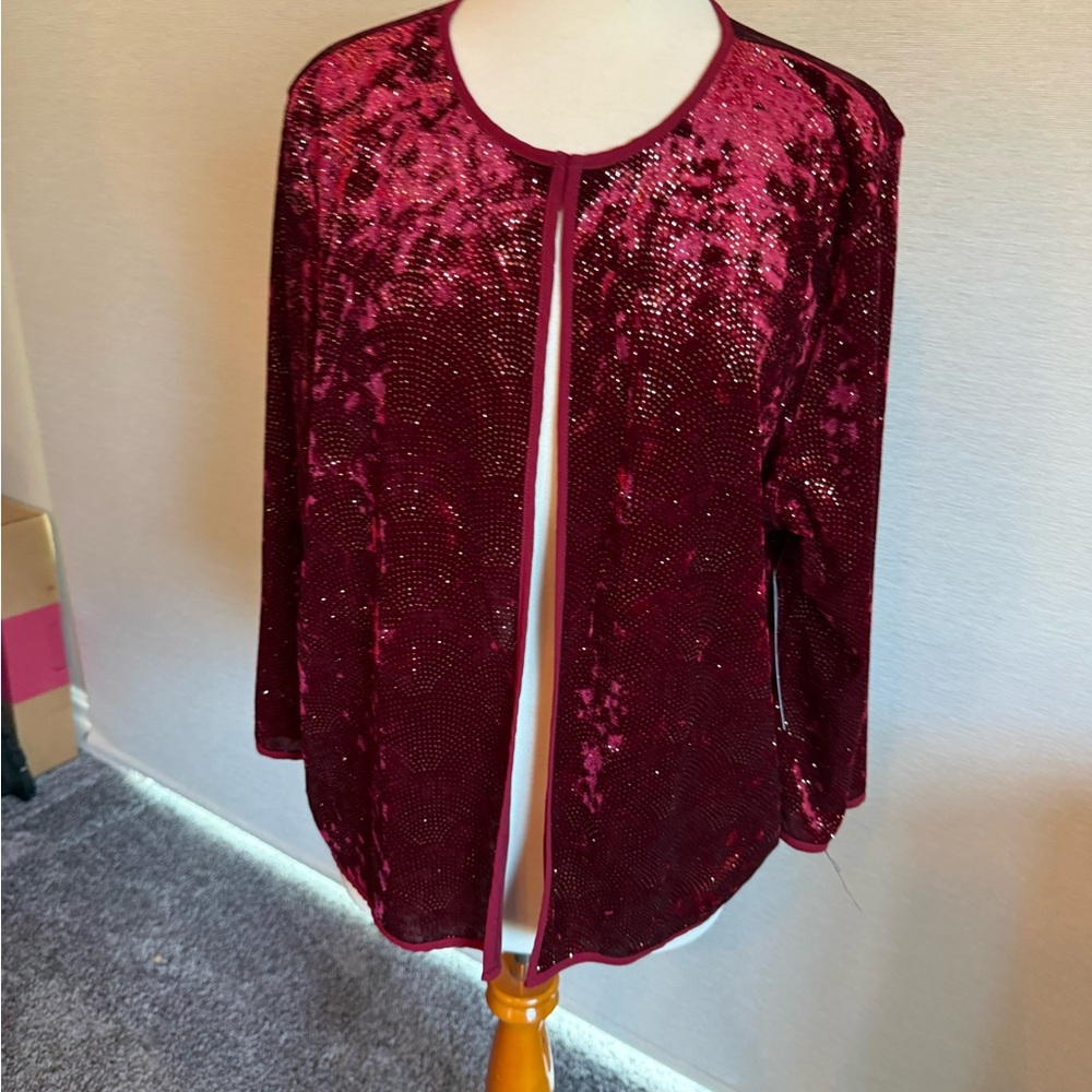 Lularoe Elegant Collection Deep Red Sequin Blazer